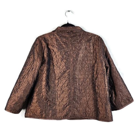 Sag Harbor Petite Medium Brown Lightweight Quilted Button Up Jacket Overcoat - Picture 2 of 6